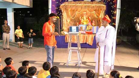 Street play performed at a Ganesh pandal